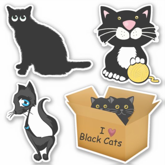 Cartoon Black Cats Sticker (Voorkant)