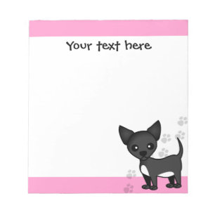 Cartoon Black Chihuahua Pink Paw Print Notitieblok