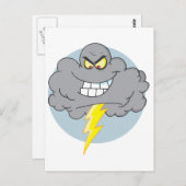 Cartoon Black Cloud met bliksem Briefkaart (Voorkant / Achterkant)