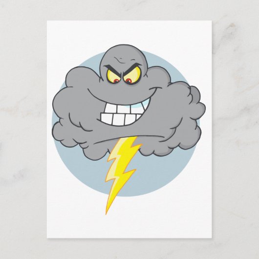 Cartoon Black Cloud met bliksem Briefkaart (Voorkant)
