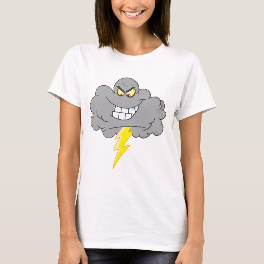Cartoon Black Cloud met bliksem T-shirt (Voorkant)