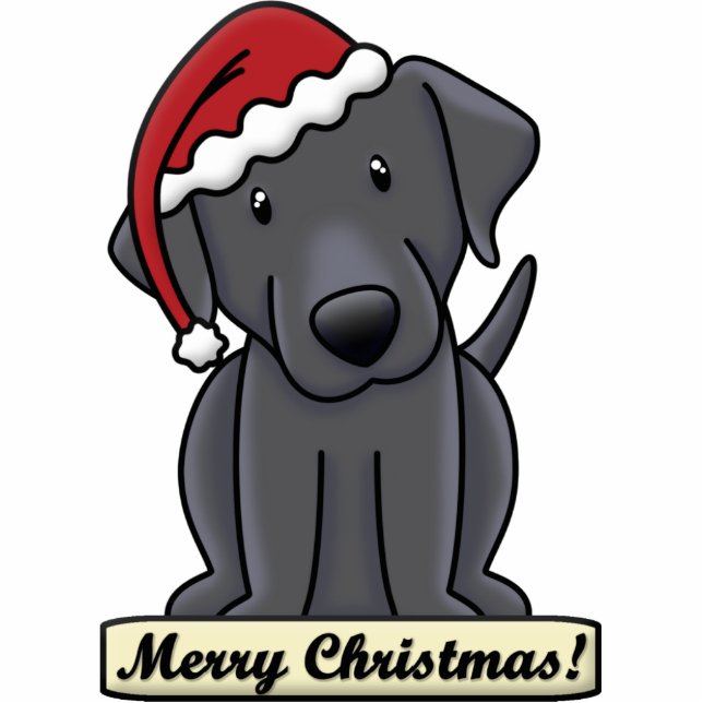 Cartoon Black Lab kerstversiering Fotobeeldje Ornament (Voorkant)