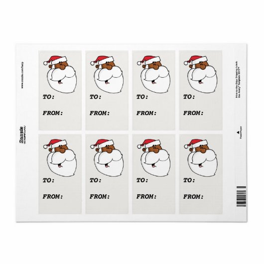 Cartoon Black Santa Claus Gift Label (Full Sheet)