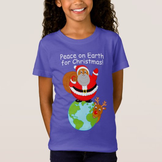 Cartoon Black Santa Claus op aarde, T-shirt (Voorkant)