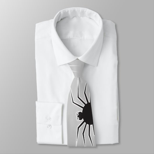 Cartoon Black Spider en Web Fun Halloween Party Stropdas (Gebonden)