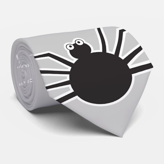 Cartoon Black Spider en Web Fun Halloween Party Stropdas (Opgerold)
