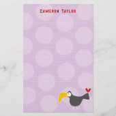 Cartoon Black Toucan Bird Kind Verjaardag Dank u Briefpapier (Voorkant)