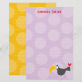 Cartoon Black Toucan Bird Kind Verjaardag Dank u Briefpapier (Voorkant / Achterkant)