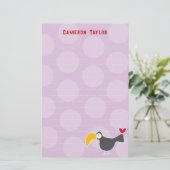 Cartoon Black Toucan Bird Kind Verjaardag Dank u Briefpapier (Staand voorkant)