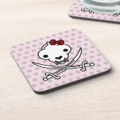 Cartoon Black White Jolly Kat Pirate Skull Botten Bier Onderzetter (Linkerzijde)