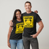 Cartoon Black Yellow Teddy Bear Warning Sign Graph T-shirt (Unisex)
