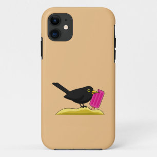 Cartoon Blackbird die een ijskap eet Case-Mate iPhone Case