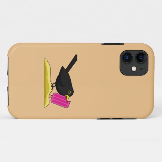 Cartoon Blackbird die een ijskap eet Case-Mate iPhone Case (Achterkant (horizontaal))