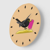 Cartoon Blackbird die een ijskap eet Grote Klok (Hoek)