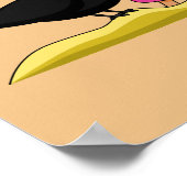 Cartoon Blackbird die een ijskap eet Poster (Hoek)