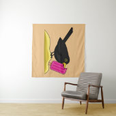 Cartoon Blackbird die een ijskap eet Wandkleed (In Situ (horizontaal))