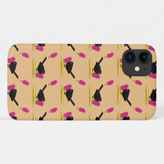 Cartoon Blackbird die een ijsscheurpatroon eet Case-Mate iPhone Case (Achterkant (horizontaal))