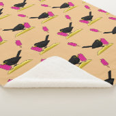 Cartoon Blackbird die een ijsscheurpatroon eet Sherpa Deken (3/4)