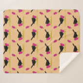 Cartoon Blackbird die een ijsscheurpatroon eet Sherpa Deken (Voorkant (horizontaal))