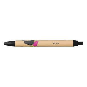 Cartoon Blackbird Eating Ice Cream Jouw namen to Zwarte Inkt Pen