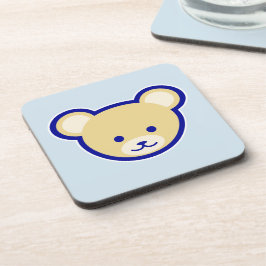 Cartoon blauw beige teddybeer Schattige grappig Bier Onderzetter