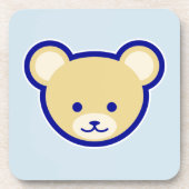 Cartoon blauw beige teddybeer Schattige grappig Bier Onderzetter (Voorkant)
