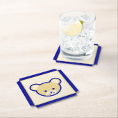 Cartoon blauw beige teddybeer Schattige grappig Kartonnen Onderzetters (Insitu)