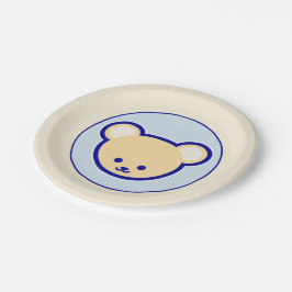 Cartoon blauw beige teddybeer Schattige grappig Papieren Bordje
