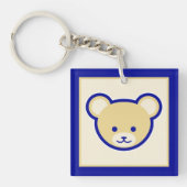 Cartoon blauw beige teddybeer Schattige grappig Sleutelhanger (voorkant)