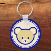 Cartoon blauw beige teddybeer Schattige grappig Sleutelhanger (Voorkant)