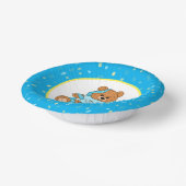 Cartoon blauw en geel Teddy Bear Baby shower Papieren Kommen (Gebogen)