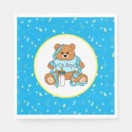 Cartoon blauw en geel Teddy Bear Baby shower Servet