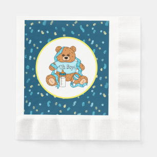 Cartoon blauw en geel Teddy Bear Baby shower Servet