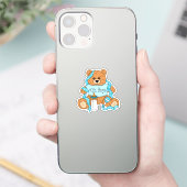 Cartoon blauw en geel Teddy Bear Baby shower Sticker (Telefoon)