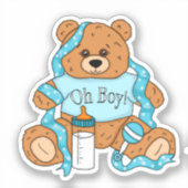 Cartoon blauw en geel Teddy Bear Baby shower Sticker (Voorkant)