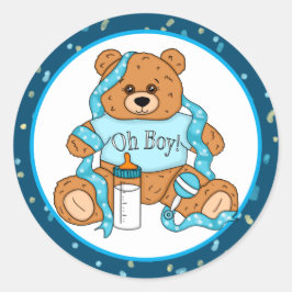 Cartoon blauw en geel Teddy Bear Classic Round Ronde Sticker