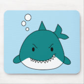 Cartoon Blauw en witte haai Muismat (Voorkant)