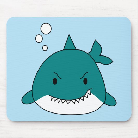 Cartoon Blauw en witte haai Muismat (Voorkant)