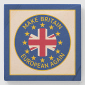 Cartoon Blauw Geel Brexit Grappig Stenen Onderzetter (Voorkant)