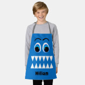 Cartoon Blauw Monster Grappig gezicht Schort (Gedragen)