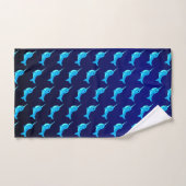 Cartoon blauw narwals patroon op Navy Blue Bad Handdoek (Handdoek)