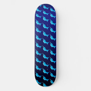 Cartoon blauw narwals patroon op Navy Blue Persoonlijk Skateboard