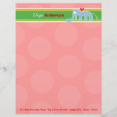 Cartoon Blauw Olifant Leuk Roze Stippen Kinder Kin Persoonlijk Briefhoofd (Voorkant)