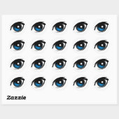 Cartoon blauw oog ronde sticker (Vel)