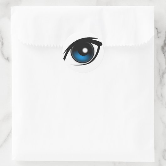 Cartoon blauw oog ronde sticker (Tas)