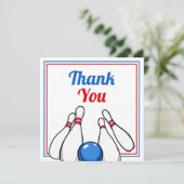 Cartoon Blauw & Rood Bowling Kinderen 6e Verjaarda Bedankkaart (Staand voorkant)