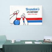 Cartoon Blauw & Rood Bowling Kinderen 6e Verjaarda Spandoek (Beurs)