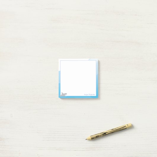 Cartoon Blauw Wit Grijs Haai Dierennaam Post-it® Notes (Op bureau)