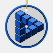 Cartoon blauw zwart Speelgoed blokkeert driehoeksv Keramisch Ornament (Voorkant)