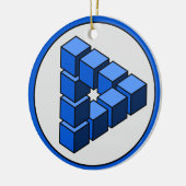 Cartoon blauw zwart Speelgoed blokkeert driehoeksv Keramisch Ornament (Links)